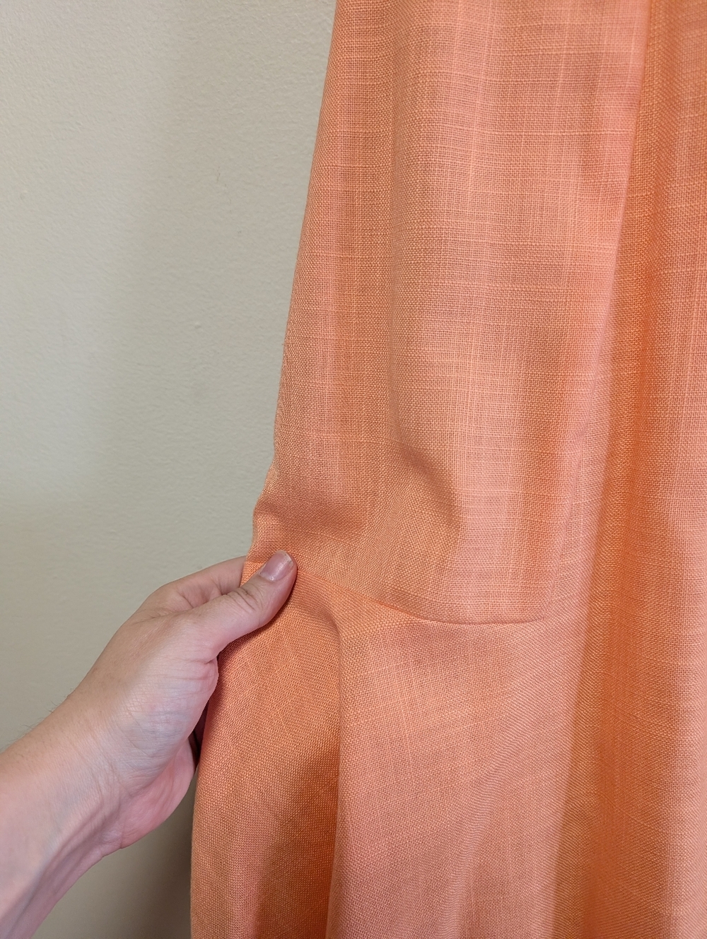 Vintage Handmade Linen Cotton Dress Peach Sleeveless Midi M - Picture 3 of 8